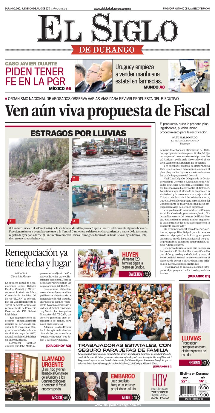 Edición impresa de El Siglo de Durango, lunes  6 de mayo de 2024