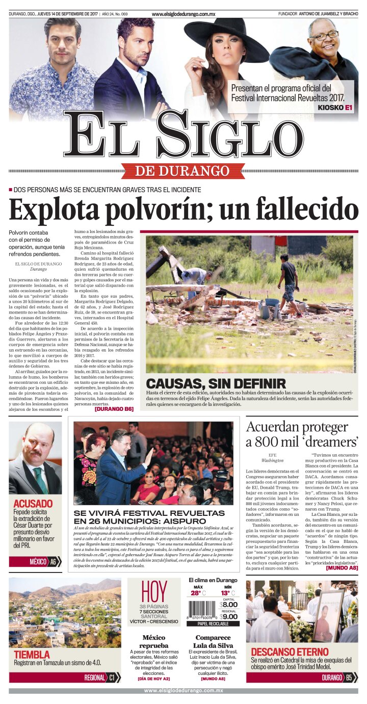 Edición impresa de El Siglo de Durango, lunes 15 de abril de 2024