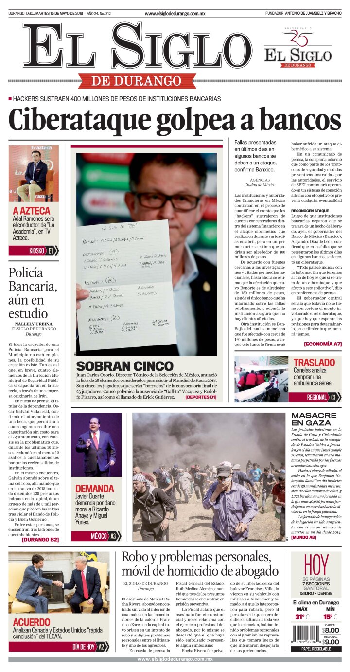 Edición impresa de El Siglo de Durango, viernes 29 de marzo de 2024