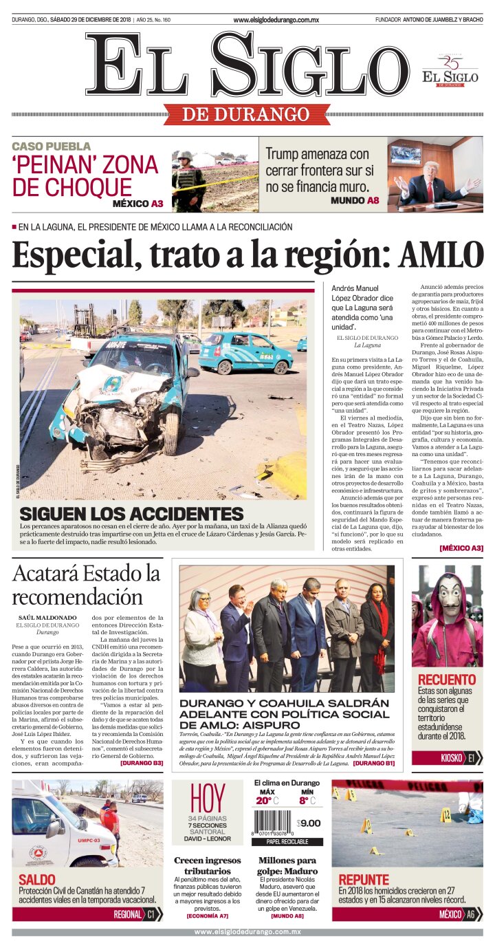 Edición impresa de El Siglo de Durango, viernes 19 de abril de 2024