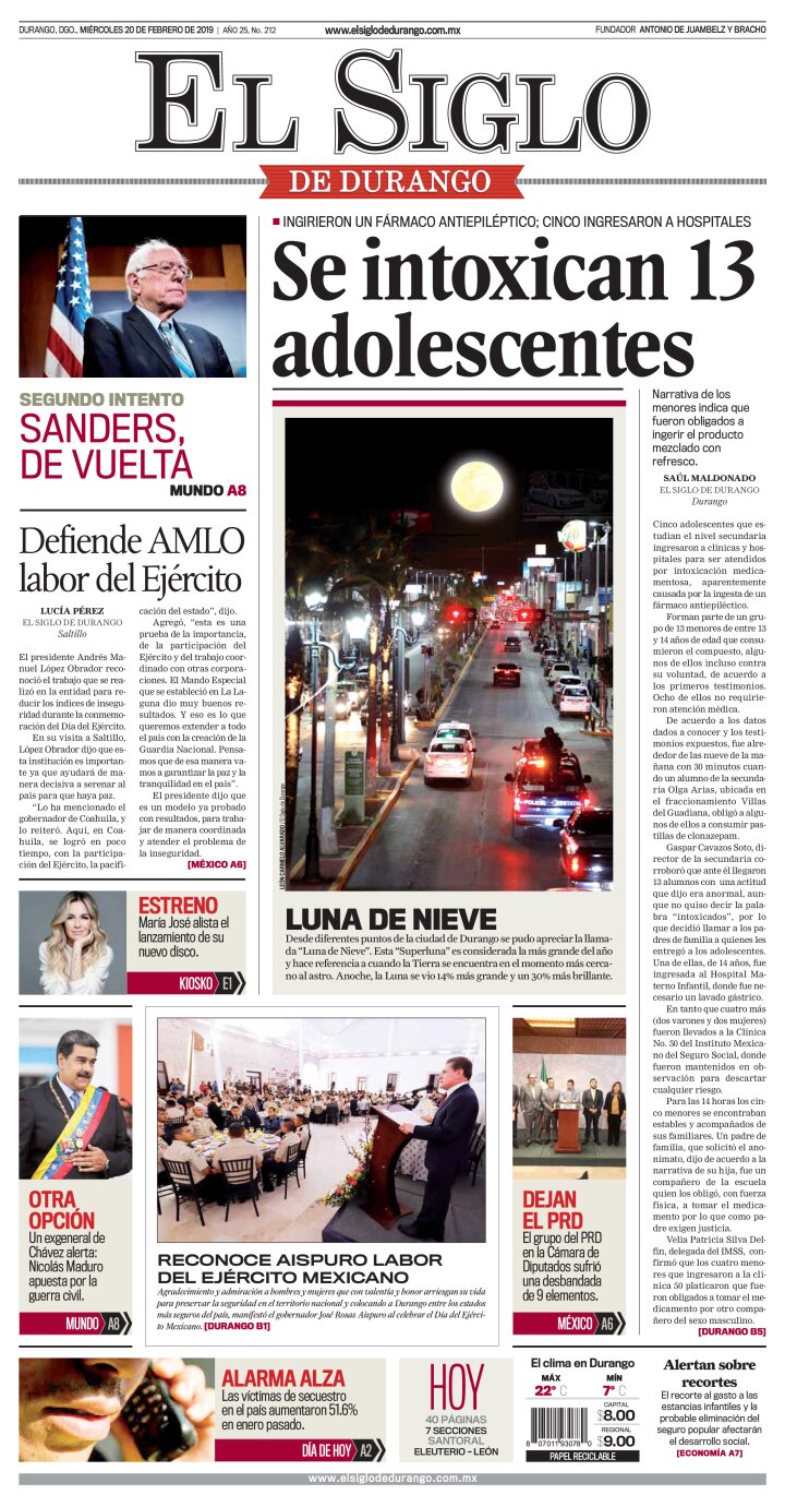 Edición impresa de El Siglo de Durango, martes 14 de mayo de 2024