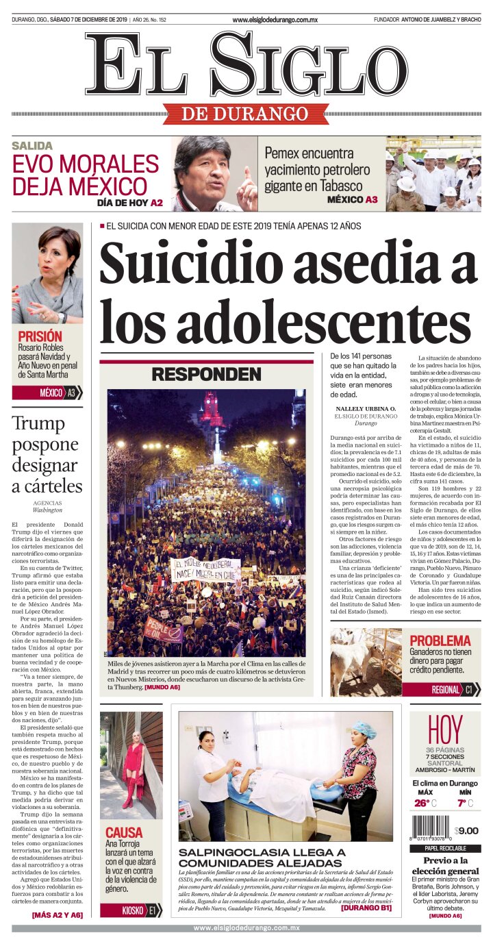 Edición impresa de El Siglo de Durango, viernes 29 de marzo de 2024