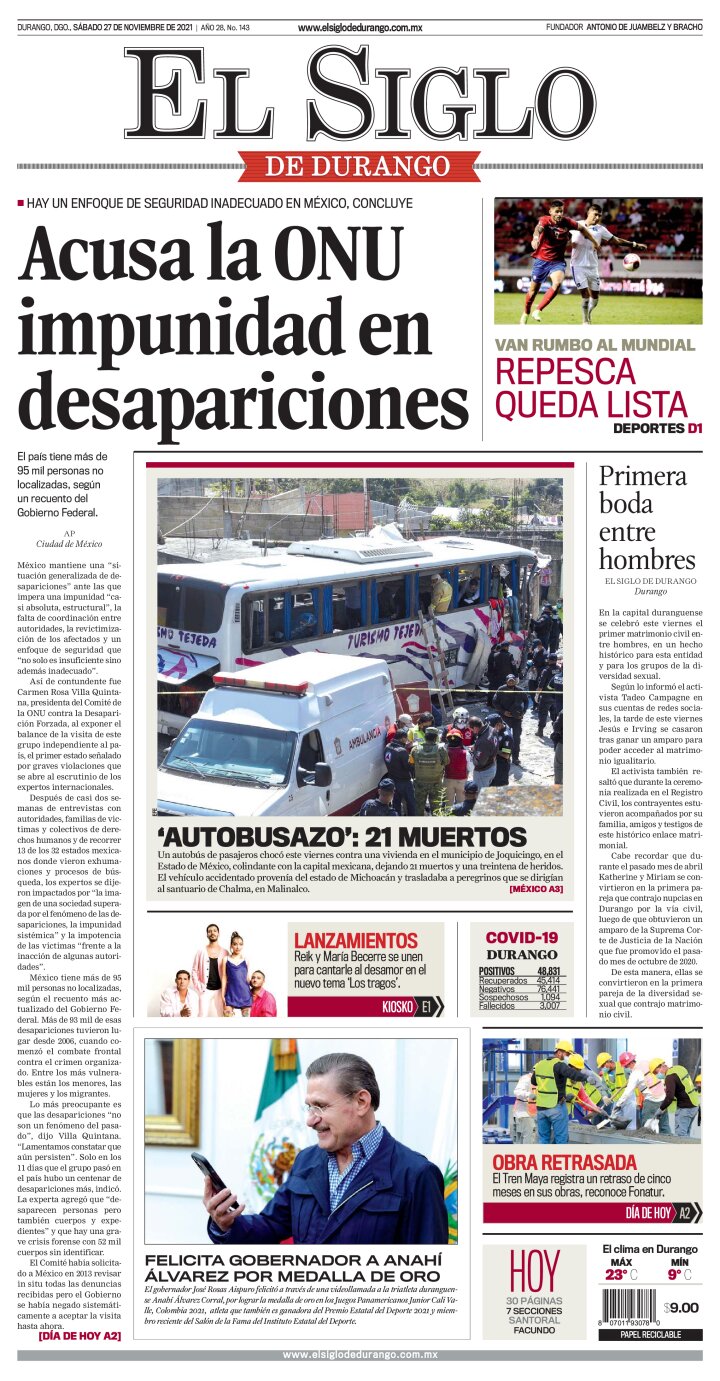 Edición impresa de El Siglo de Durango, miércoles 17 de agosto de 2022