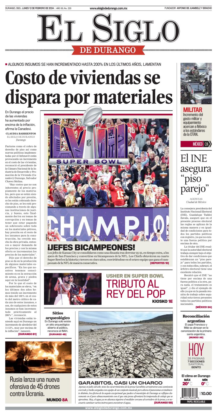 Edición impresa de El Siglo de Durango, jueves 29 de febrero de 2024