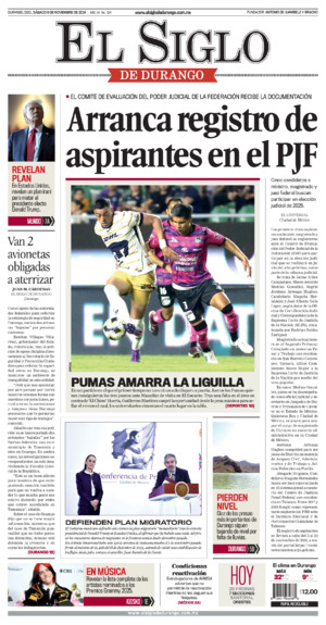 Edición impresa dde El Siglo de Durango, lunes 17 de noviembre de 2025