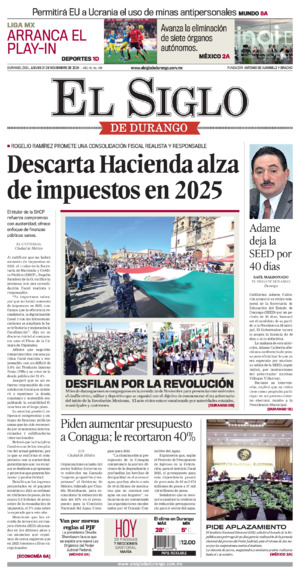 Edición impresa dde El Siglo de Durango, lunes 12 de octubre de 2026