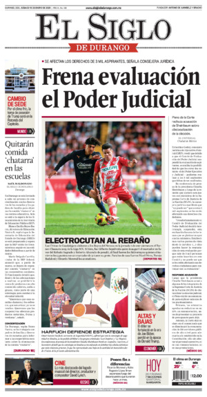 Edición impresa dde El Siglo de Durango, sábado  8 de noviembre de 2025