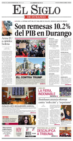 Edición impresa dde El Siglo de Durango, lunes 10 de noviembre de 2025