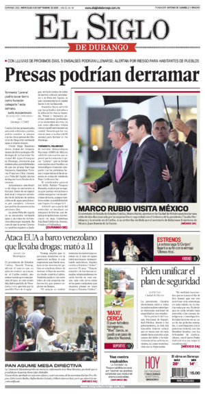 Edición impresa dde El Siglo de Durango, miércoles 17 de junio de 2026