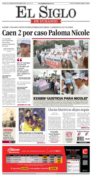 Edición impresa dde El Siglo de Durango, jueves 15 de octubre de 2026