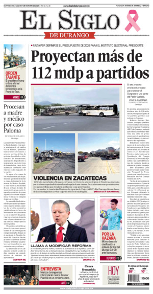 Edición impresa dde El Siglo de Durango, miércoles  7 de octubre de 2026