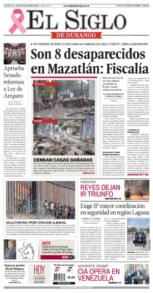 Edición impresa dde El Siglo de Durango, martes 11 de noviembre de 2025
