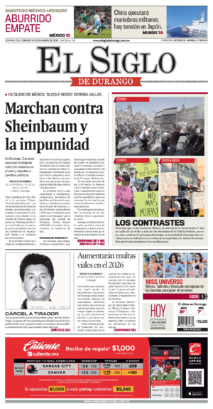 Edición impresa dde El Siglo de Durango, lunes 17 de noviembre de 2025