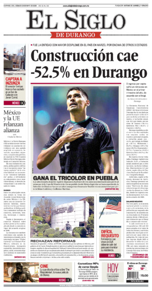 Edición impresa dde El Siglo de Durango, jueves 11 de junio de 2026
