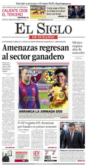 Edición impresa dde El Siglo de Durango, jueves 13 de agosto de 2026