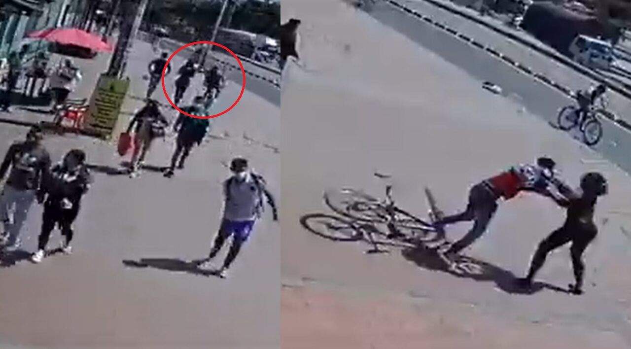 VIRAL: Sujeto intenta asaltar a una mujer; termina golpeado por ésta y sin su bicicleta