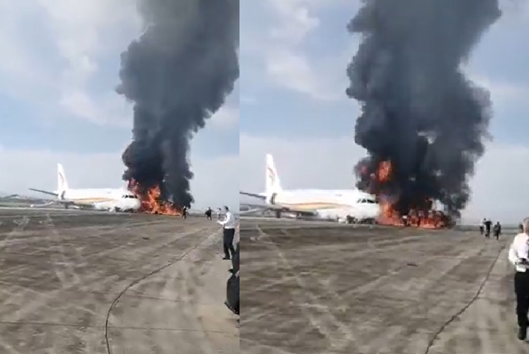 VIDEO: Avión termina en llamas tras salirse de pista en China 