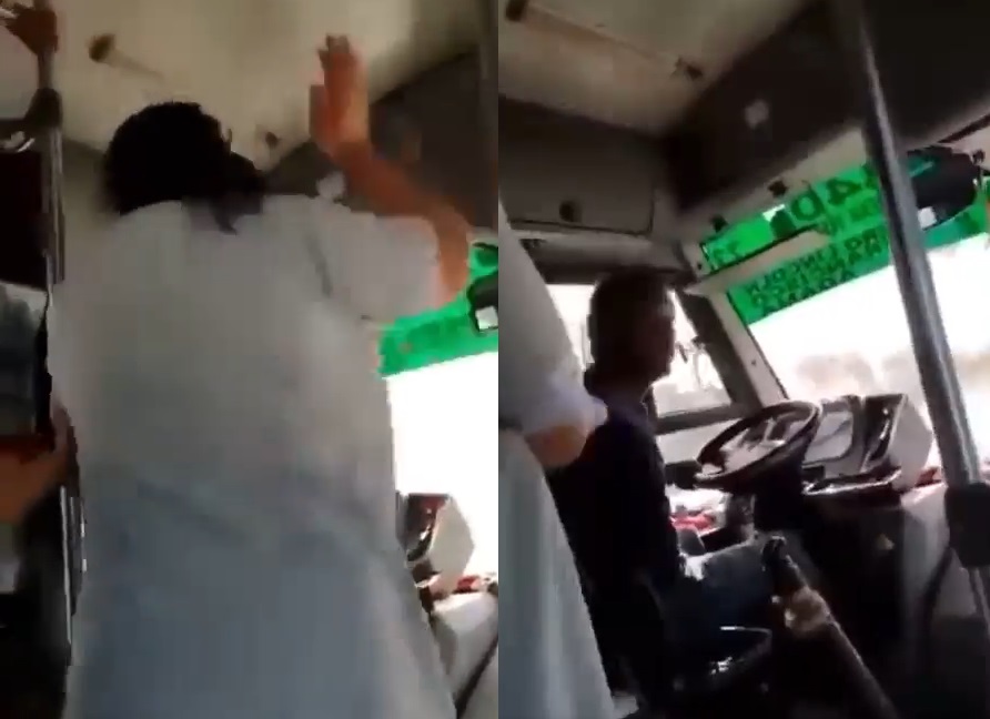 Mujer golpea a chofer de autobús por 'no bajarla donde ella quería' 